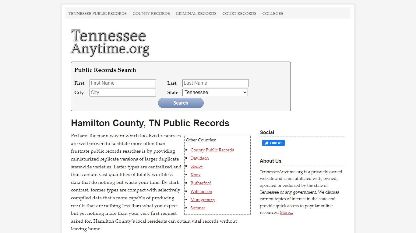 Hamilton County, TN Public Records